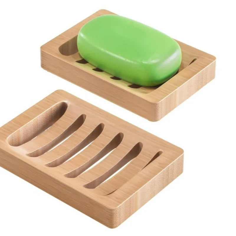 Natural Bamboo Wooden Soap Dish Holder Self Draining Tray Rustic Qme