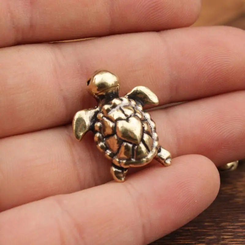 1 Desk Decor Tea Pet Home Office Car Ornament Brass Turtle Figurine Qme