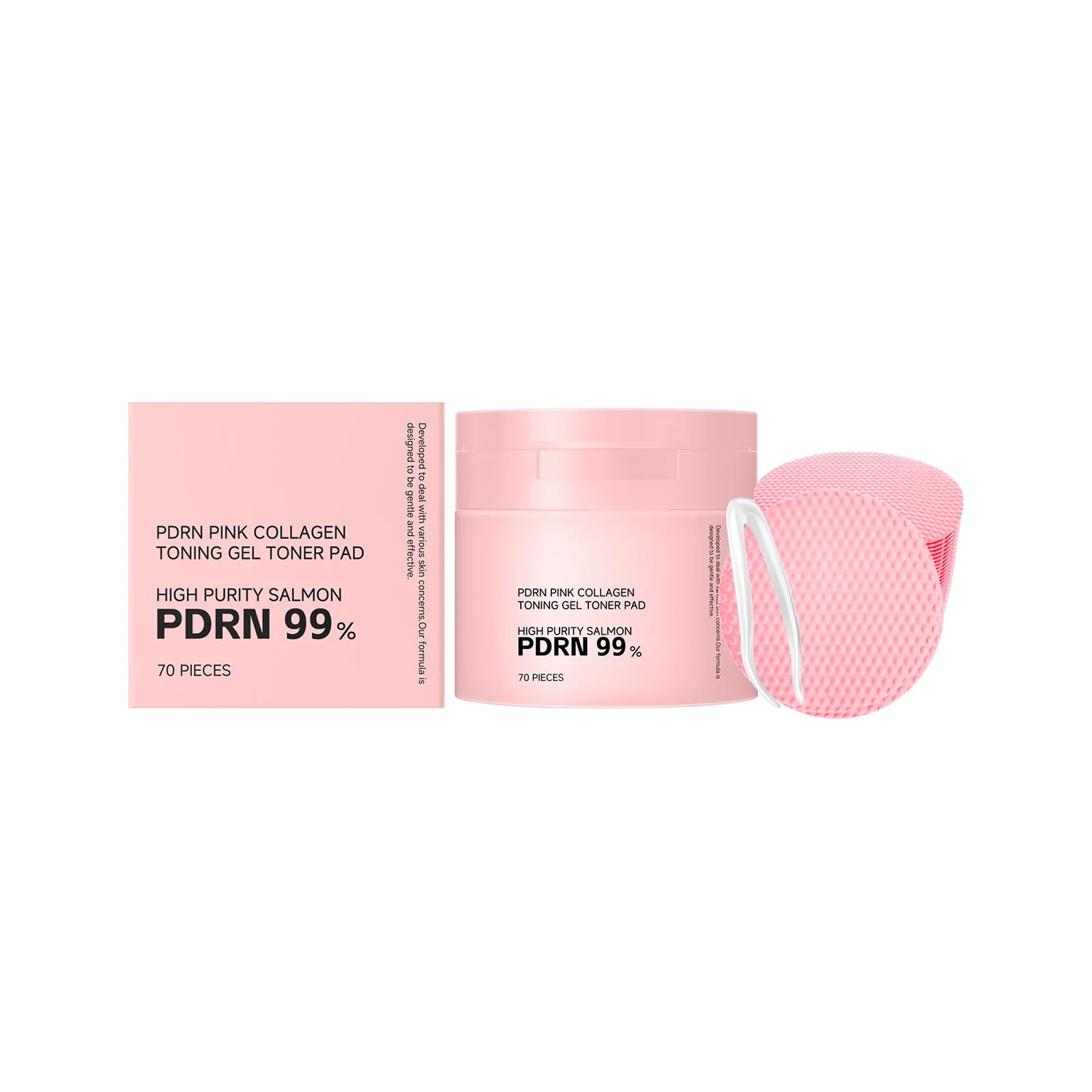 PDRN Pink Collagen Toning Gel Toner Pad Hydrating Shrink Pores Brightening Improve Skin Elasticity Smoothing Firming Cotton Pads Qme 70pcs boxed