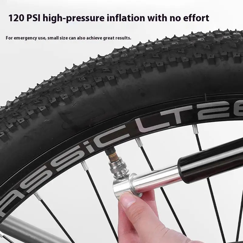 Mini Aluminum Alloy Bicycle Pump Portable Silver Road Mountain Bike Qme