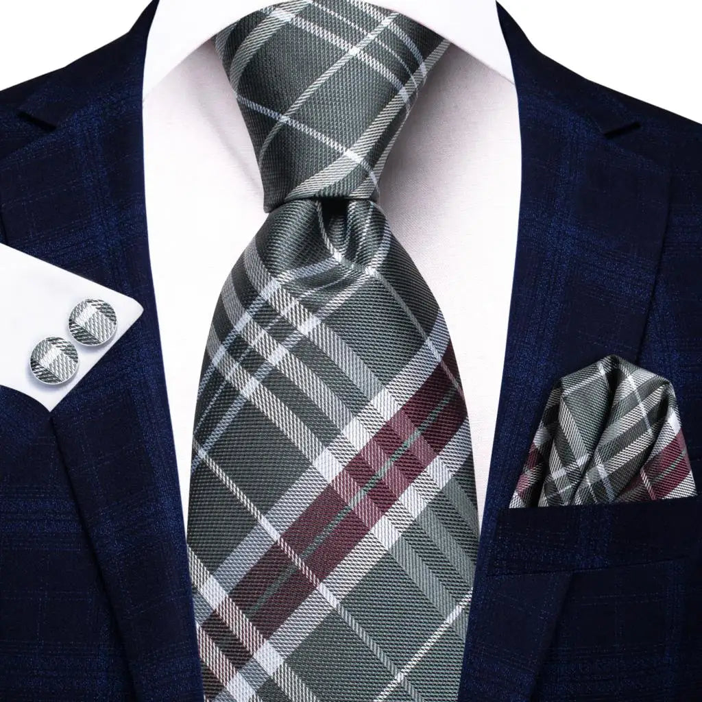 Blue Business Solid Plaid Striped Men's Tie Necktie Ties Men Formal