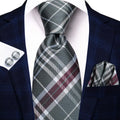 Blue Business Solid Plaid Striped Men's Tie Necktie Ties Men Formal