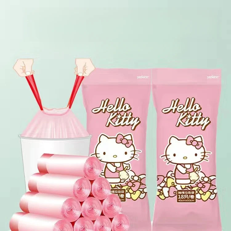 Hello Kitty Kuromi Drawstring Household Trash Bags Heavy-duty Qme 6
