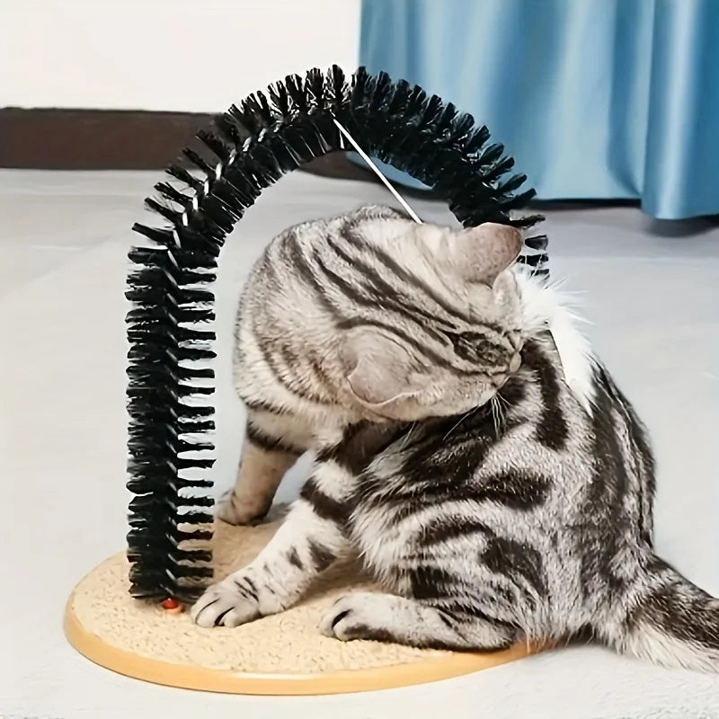 Cat grooming device, indoor cat brush toy, arch grooming device, cat massager toy Qme