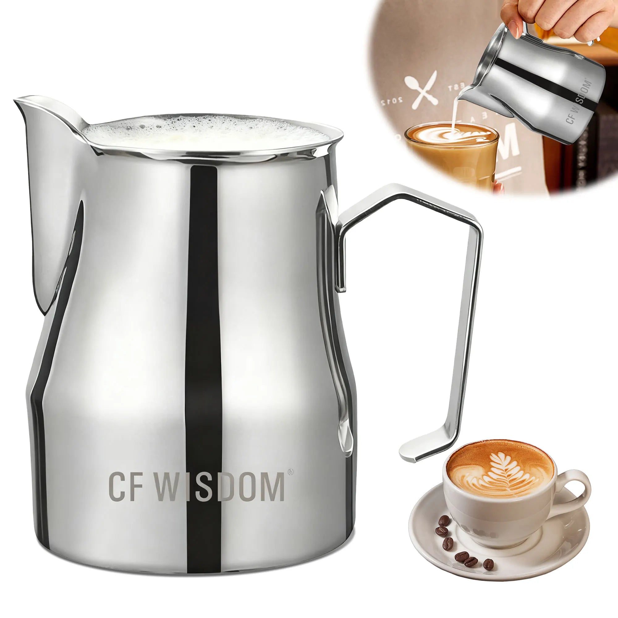 Milk Frothing Pitcher Stainless Steel Frother Cup Latte Art Espresso Qme