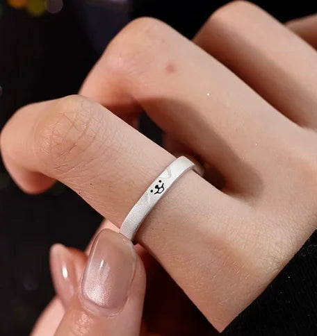 1/2pcs Animal Cute Cat Dog Animal Couple Ring for Women Men Fashion Statement Lover Rings Valentine's Day Party Jewelry Gifts Qme resizable 1