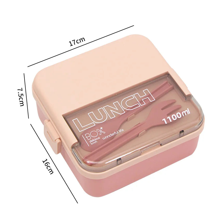 Square Compartment Sealed Lunch Box Microwave Safe Single Layer Qme pink 6.5 inch