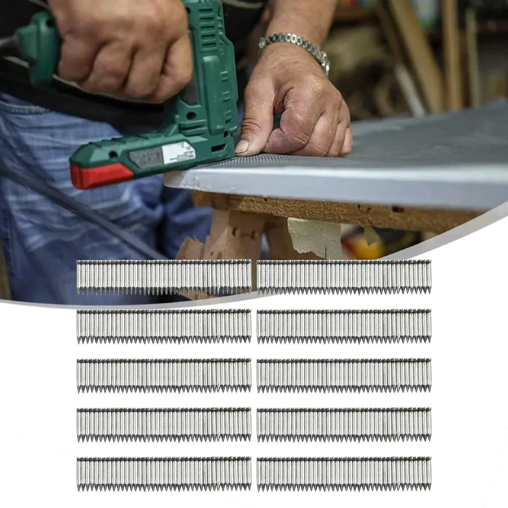 400pcs Pneumatic Steel Nails ST18 Steel Nails Cement Nails 18*6*2mm For ST18 Manual Nailer Woodworking Furniture Repairing Tool Qme Default Title