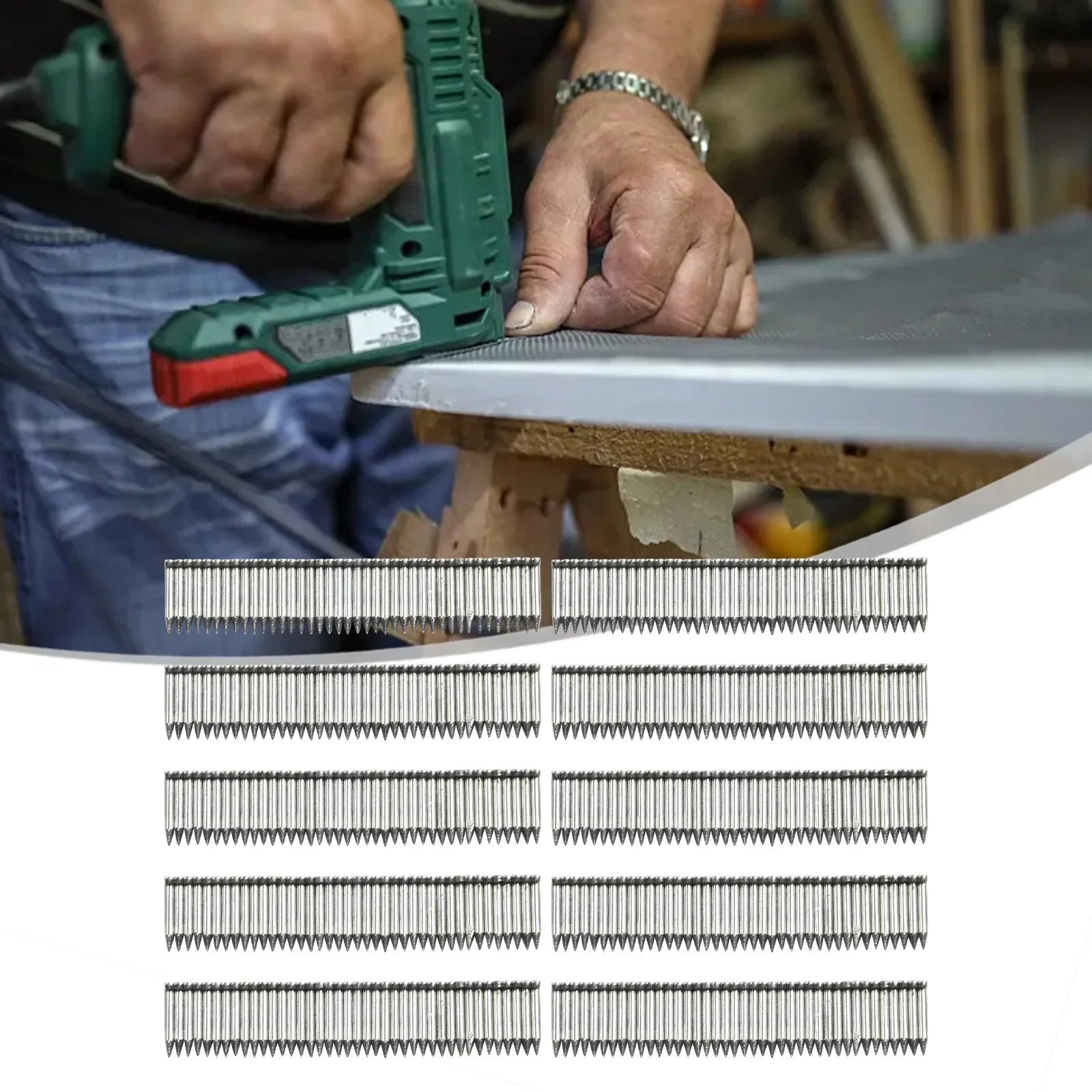 400pcs Pneumatic Steel Nails ST18 Steel Nails Cement Nails 18*6*2mm For ST18 Manual Nailer Woodworking Furniture Repairing Tool Qme Default Title