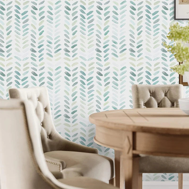 Green White Wallpaper Peel Stick Boho Contact Paper Cabinets Leaf Qme