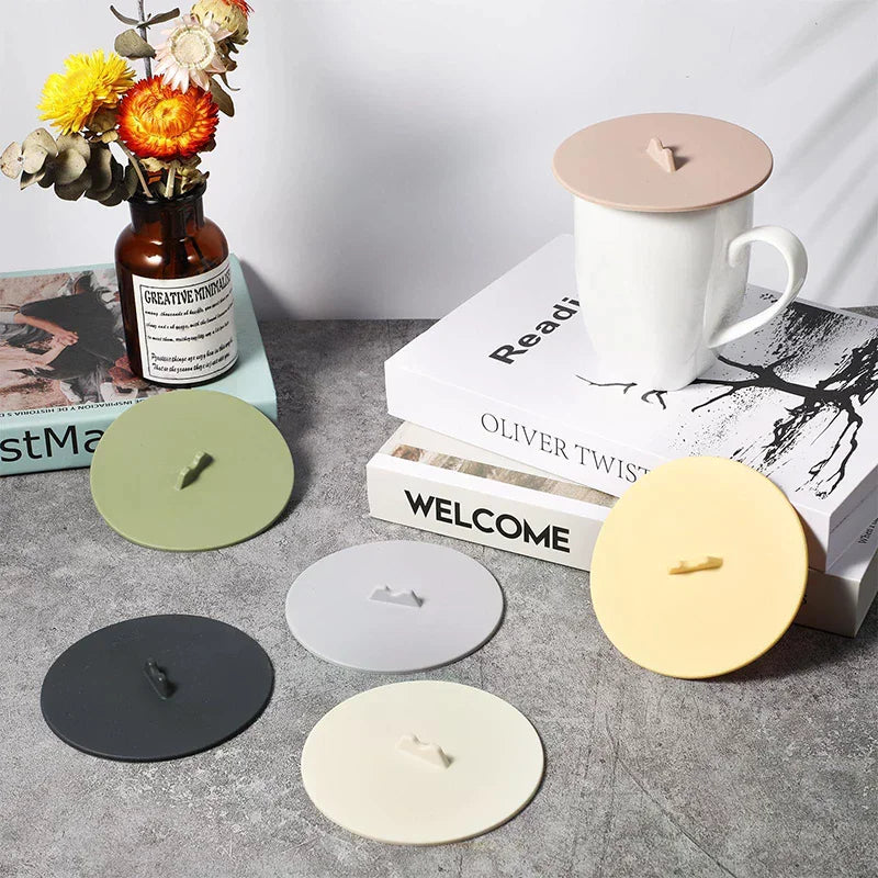 Creative Silicone Cup Cover Anti-overflow Suction Cap For Ceramic Glass Mug Bowl Heat-resistant Sealed Lids Cover Tea Coffee Lid Qme
