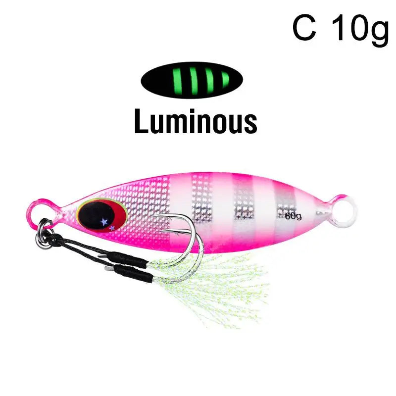 Metal Jig Spoon Lure Artificial Bait Shore Slow Jigging Hard Bass Qme C 10g