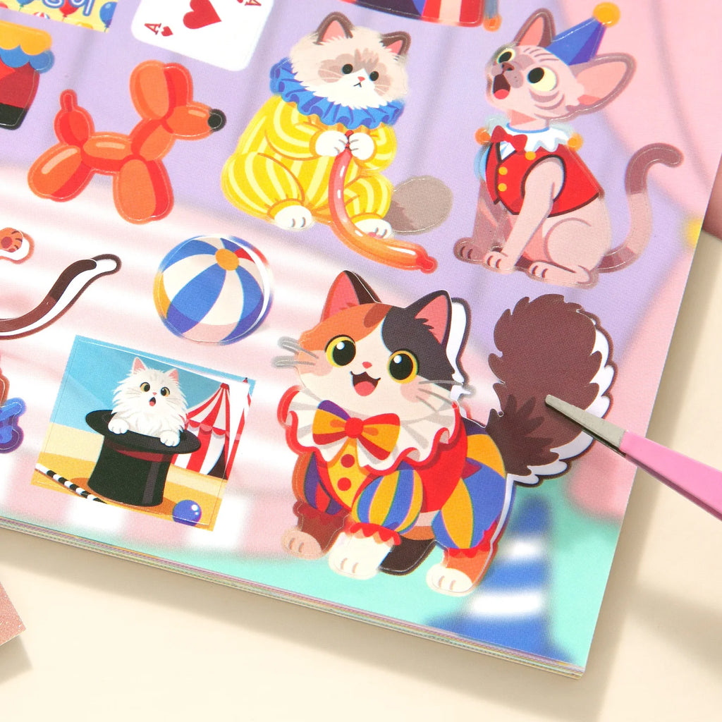 TIANZI Cute Cat Theme Kawaii Stationery Die Cut Sticker Book 30/60 Sheets DIY Handmade Scrapbooking Decoration Supplies Qme