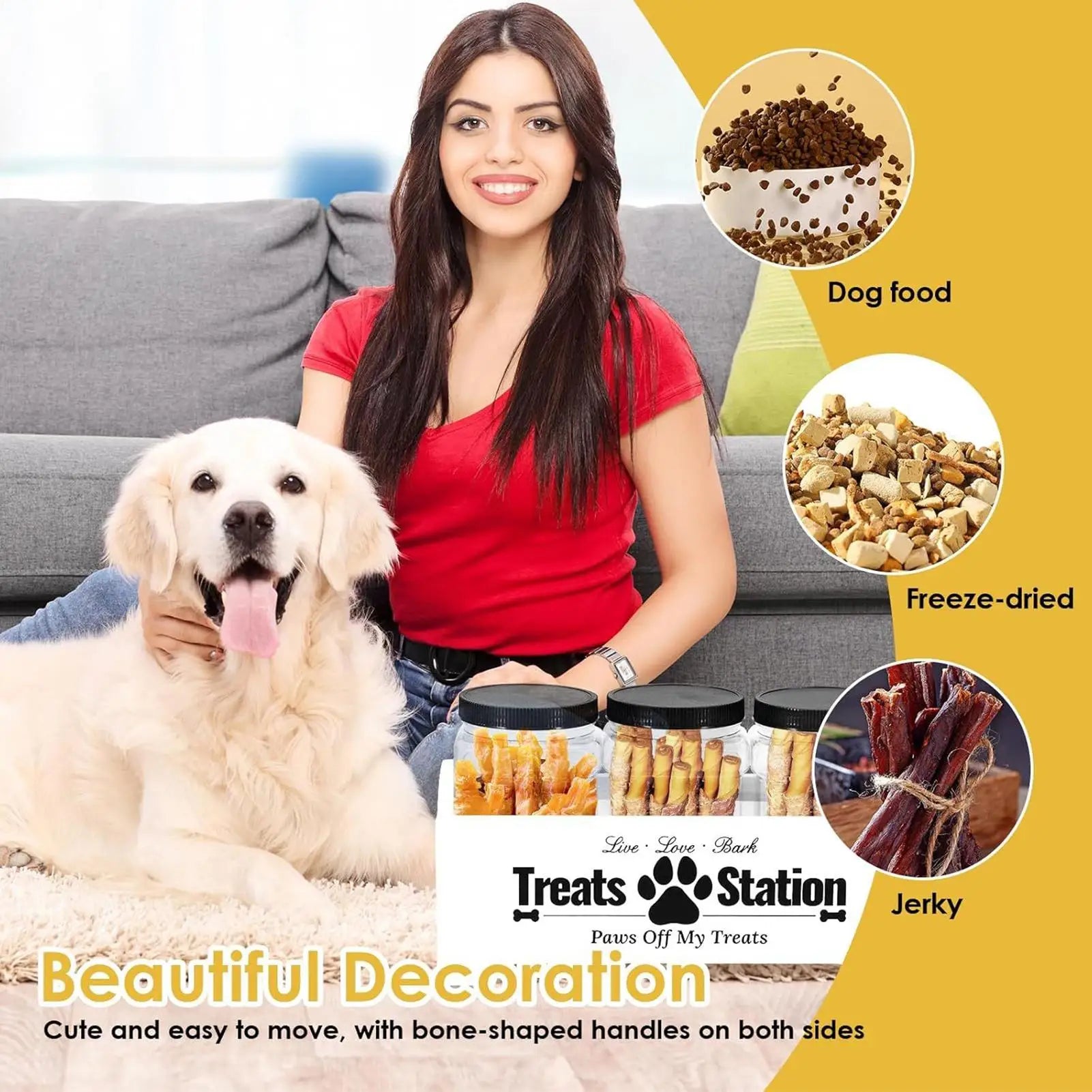Dog Supports Container Airtight 3-Piece Box Storage Organizer Pet Cat Qme
