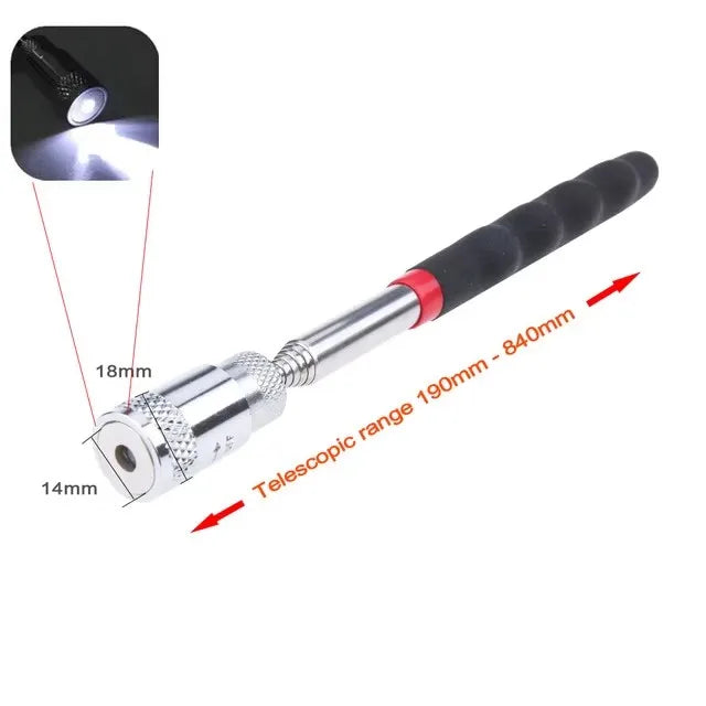 1pc Mini Portable Telescopic Magnetic Magnet Pen Handy Tool Capacity For Picking Up Nut Bolt Extendable Pickup Rod Stick Qme 8BL with Light