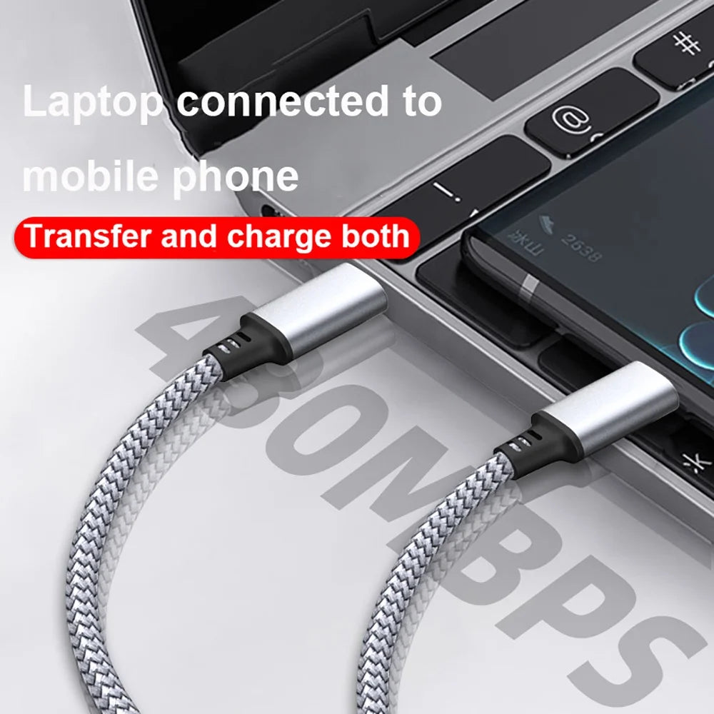 60W USB C To C Cable PD Fast Charger Data Cord Universal Extended 1M 2M 3M 5M 8M Nylon Braided Wire For IPhone16 Xiaomi Huawei Qme