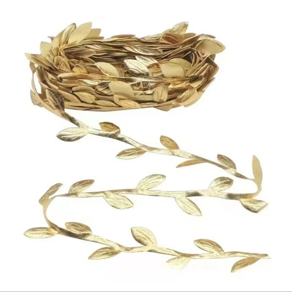 5/20M Gold Leaves Vine Artificial Silk Leaf Wreath Home Handmade Scrapbooking Craft Wedding Decor Fake Flower Rattan Garland Qme
