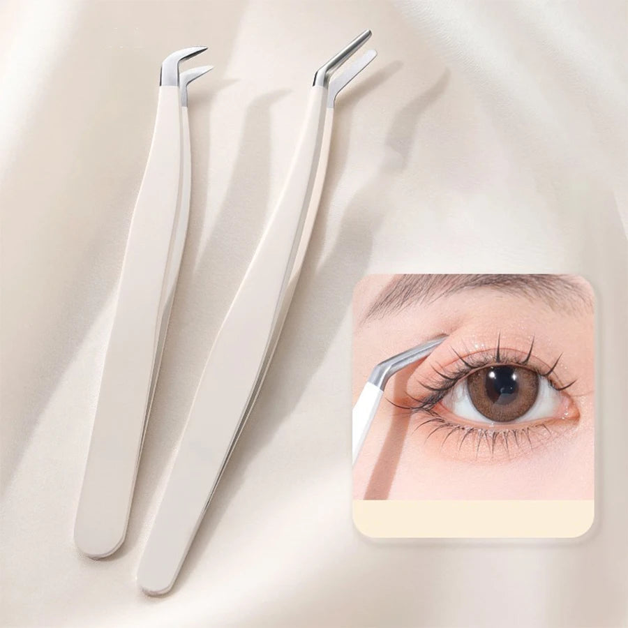 Multifunctional Tweezers Stainless Steel Eyelash Grafting False Qme