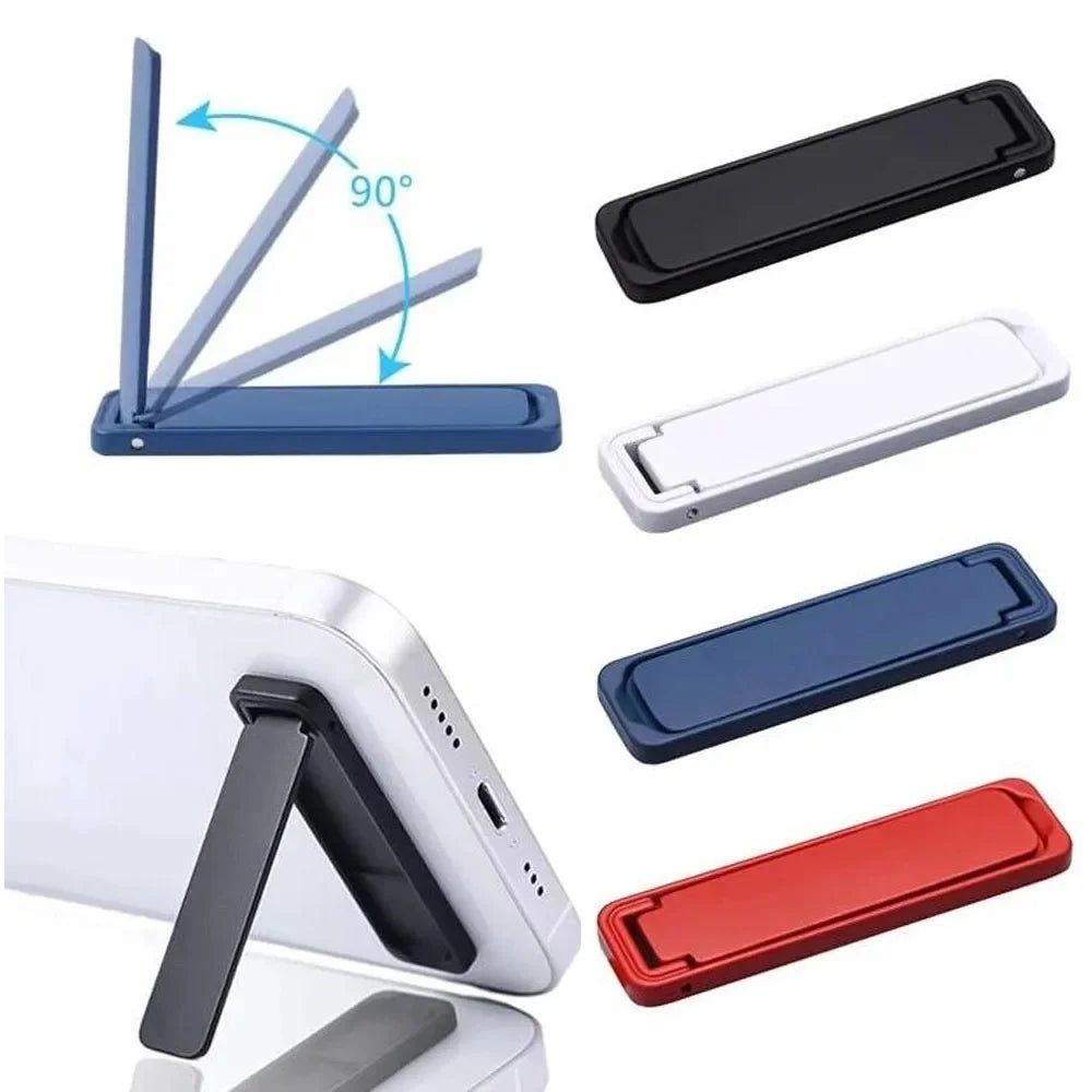 Ultra Thin Invisible Metal Folding Phone Holder Mini Back Sticker Portable Alloy Bracket Universal Desktop Mobile Phones Stand Qme