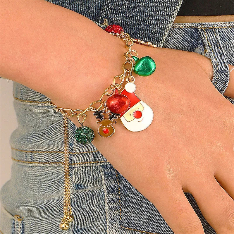 24 Day Advent Calendar Christmas Surprise Snowflake Elk Bell Creative Handmade DIY Children's Bracelet Jewelry Gifts Qme