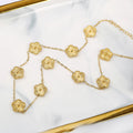 10 Flower Y2K Laser Stainless Steel Five Leaf Flower Waterproof Necklace Simple for Woman Daily Party Aesthetic Jewelry Clover Qme Gold