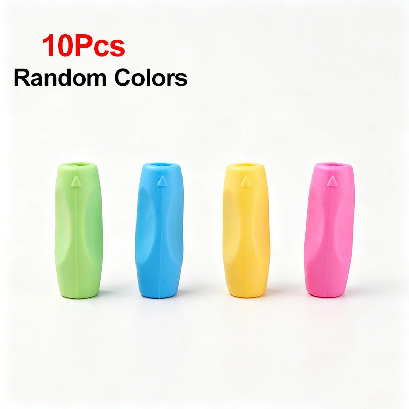 Silicone Pencil Grips, 5/10pcs Posture Correction Pen Holders For Kids & Students,Adjustable Holder,Random Colors Qme 10pcs random colors