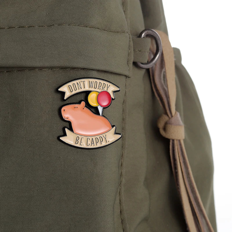 Don't Worry Be Cappy Enamel Pins Badge Backpack Brooch Lovely Animals Cartoon Capybara Lapel Wholesale Accessories Kids Hat Gift Qme