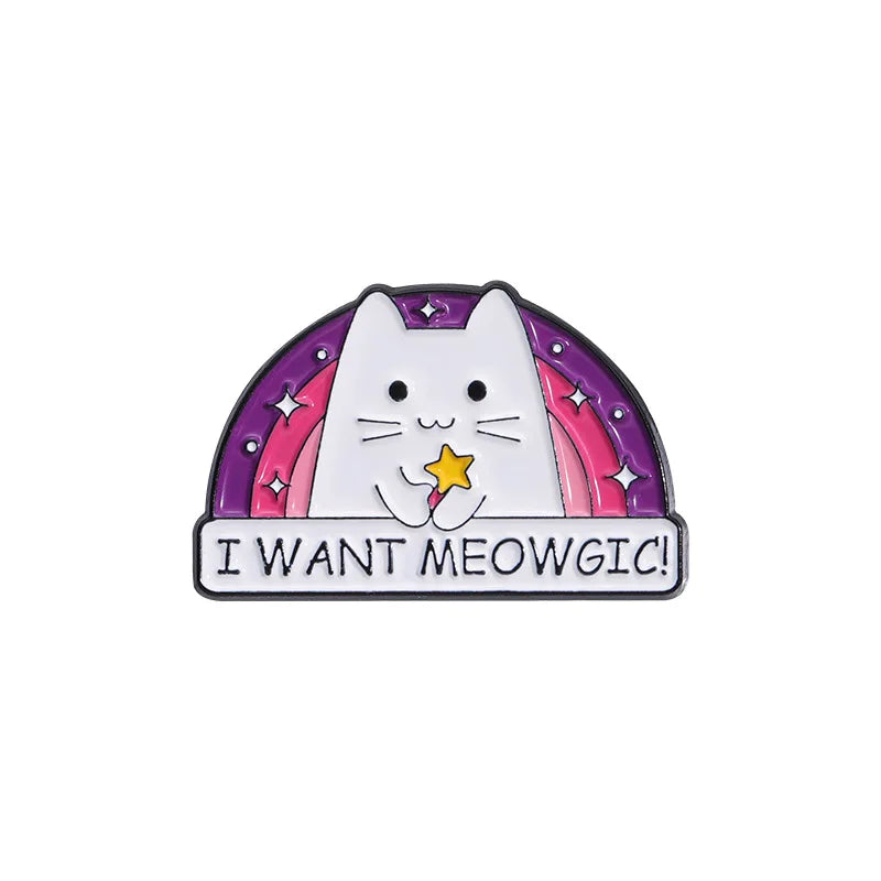 Cute Rainbow Cat Enamel Pins I HATE EVERYONE EQUALLY Funny Kitten Brooches Lapel Metal Badge Backpack Jewelry Pins Wholesale Qme style 1