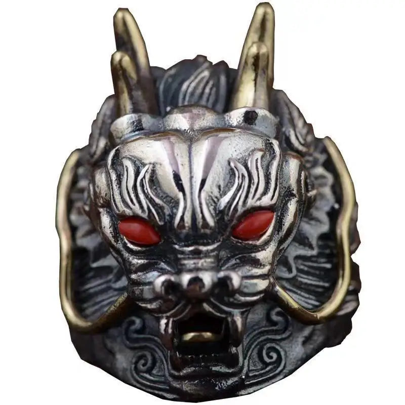 Domineering Dragon Design Men's Ring High-end Retro Adjustable Finger Ring for Streetwear Party Boyfriend Present Qme