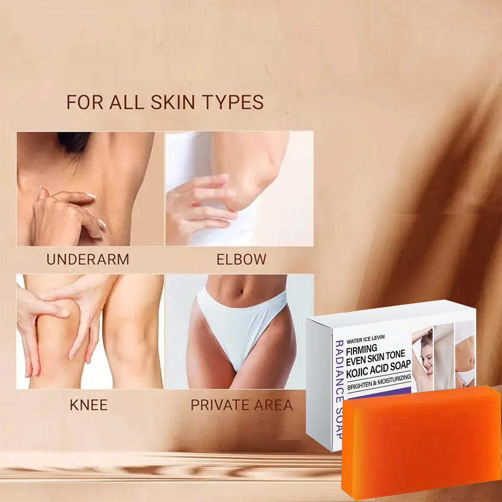 Radiance Kojic Acid Soap with Vitamin C & Niacinamide - Brightening, Firming & Even Skin Tone Bar for Glowing Skin Qme
