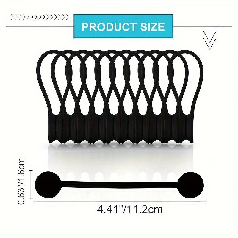 10pcs Magnetic Cable Clip - Black Magnetic Silicone Cable Organizer Cable Ties Reusable Cable Ties for Home, Kitchen, Office Qme