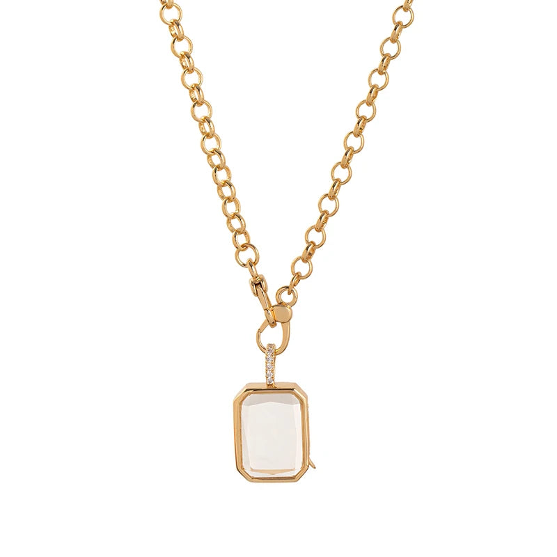 Retro Personality Picture Box Pendant With Openable DIY Pendant Hollow Design Transparent Box Gold-plated Color Preservation Qme MR-02