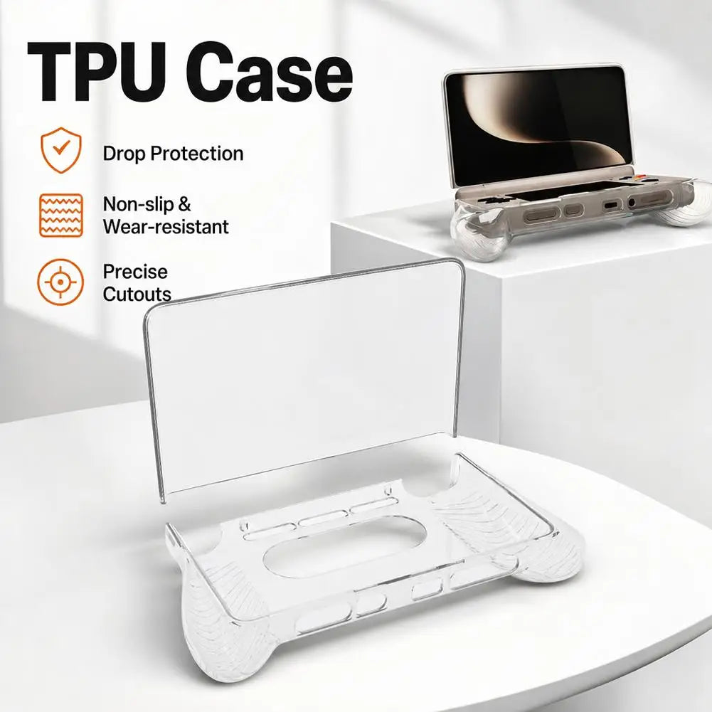 For AYN THOR Handheld TPU Protective Case Flip Up Game Console Transparent Soft Shell Handheld Console Protective Cover Qme