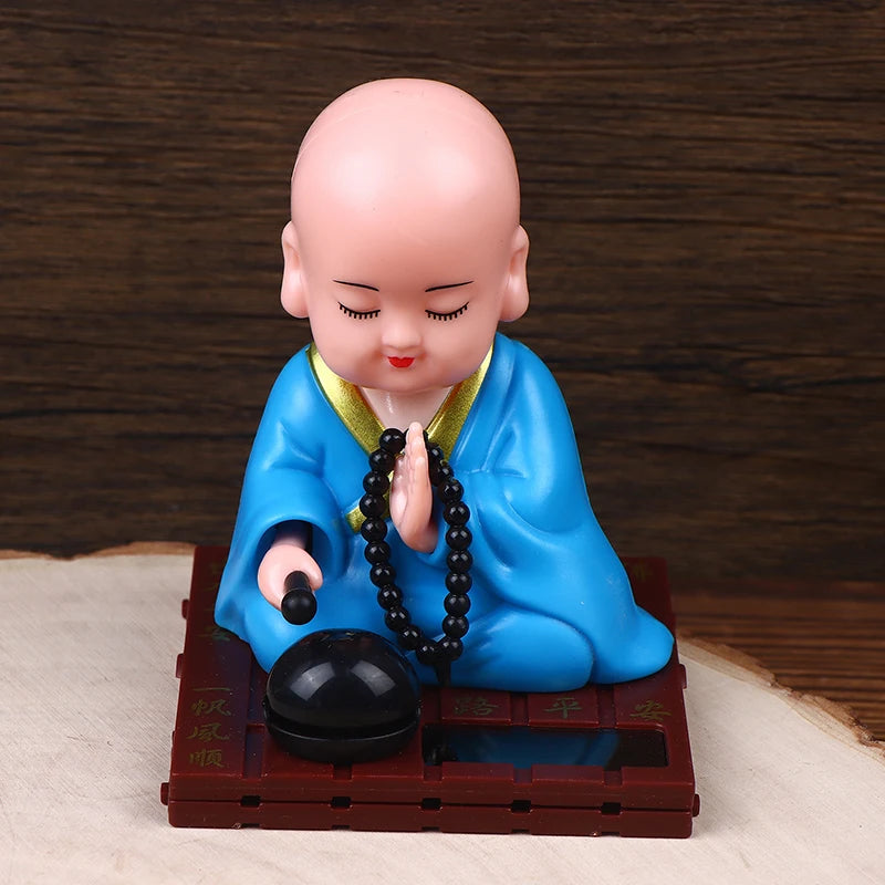 Little Monk Buddha Head Toy Car Ornament For Desk Home Decor Qme