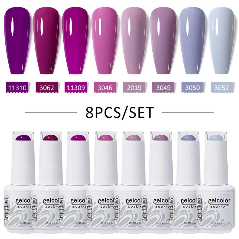 Arte Clavo 4 6 8 Gel Nail Polish Art Soak Off UV Colorful Semi