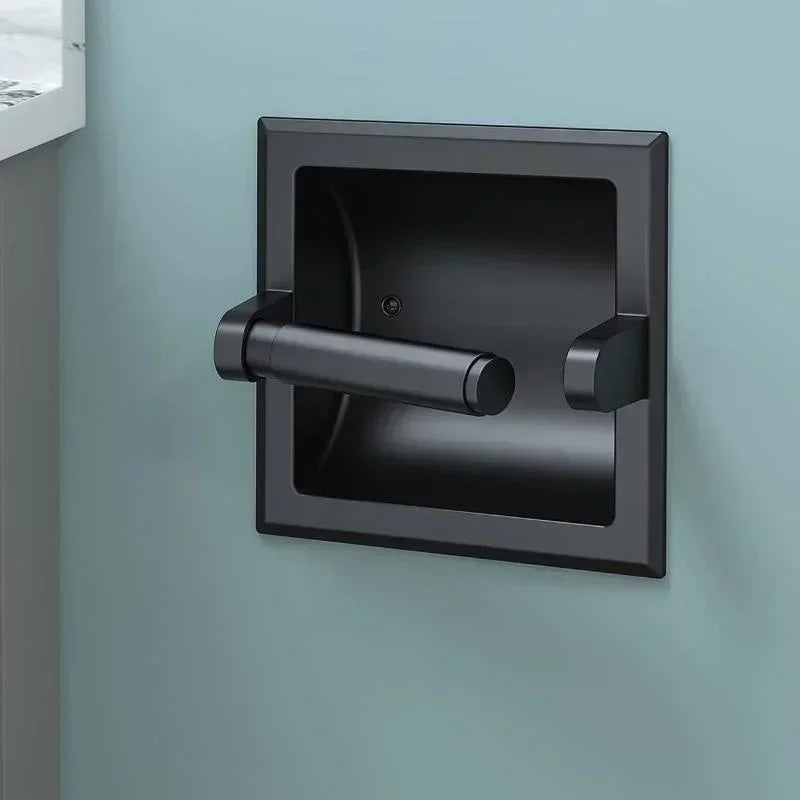 Black Metal Toilet Paper Holder Recessed Mounting Bracket Bathroom Qme