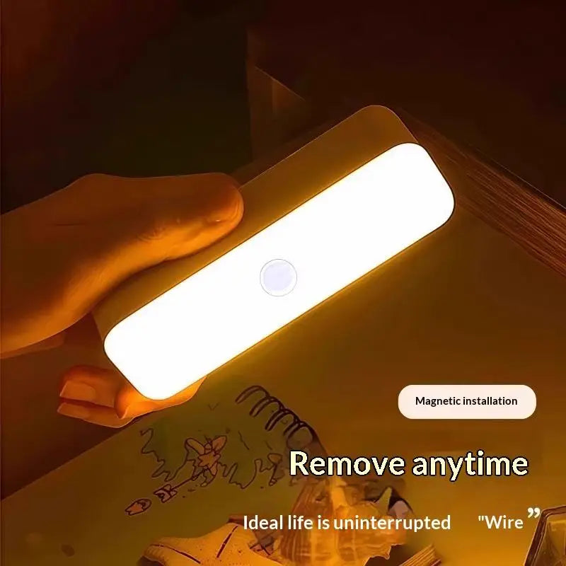 Wireless LED Night Lights USB Rechargeable Three Colors Magnetic Wall Lamp For Wardrobe Room Closet Kitchen Learning Desk Lamp. Qme