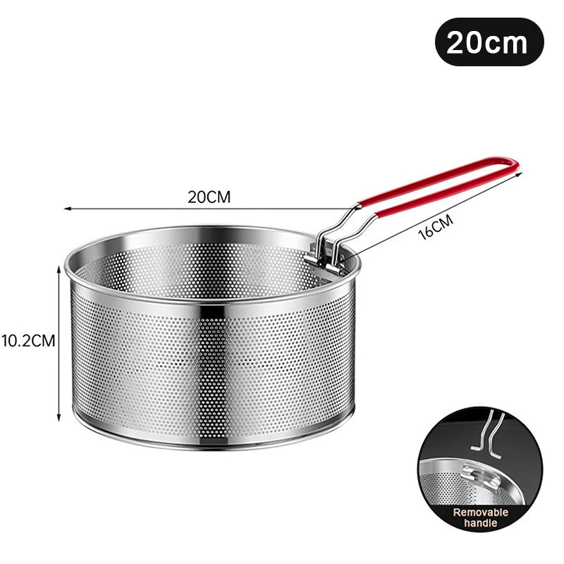 Stainless Steel Fried Mesh Kitchen Fry Basket Cooking Pan Oil Qme 20cm