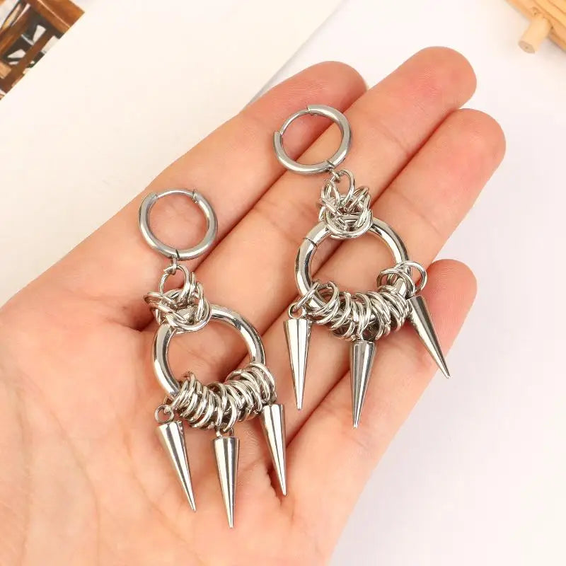 Punk Style Spiked Earrings For Women Men Gothic Cone Pendant Earrings Y2K Grunge Dangle Jewelry Gift Qme