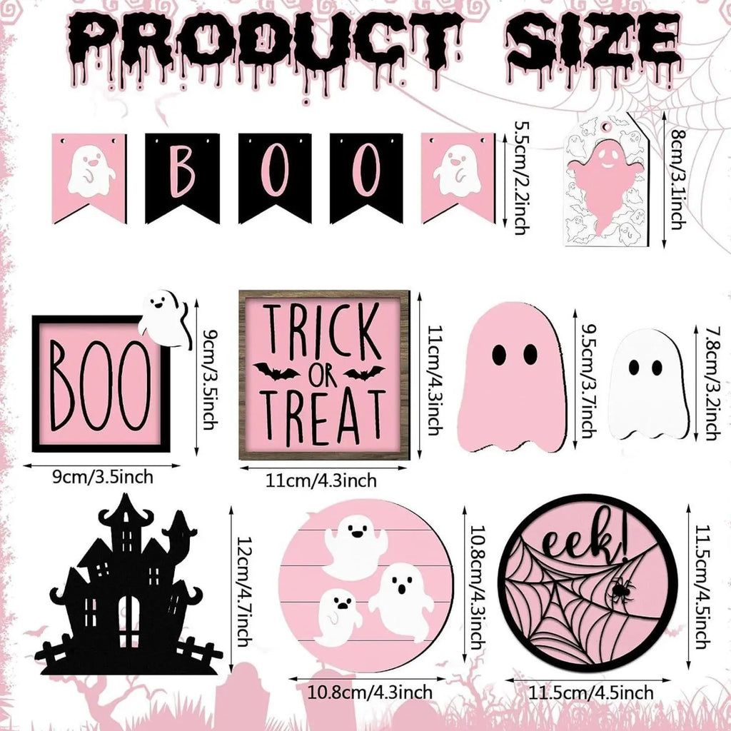Halloween Tiered Tray Decorations 13 Desk Decor Boo Ghost Themed Qme