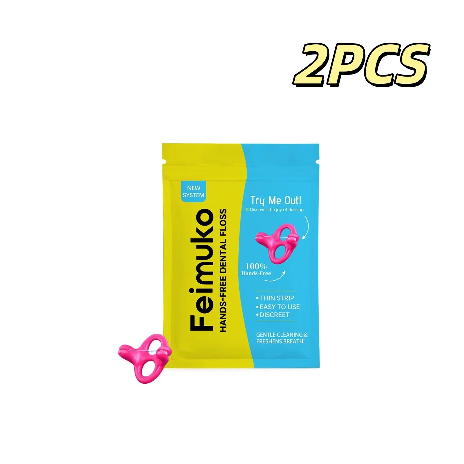 Feimuko Hands-free Dental Floss Comfortable Deep Teeth Cleaning Qme 2pcs None