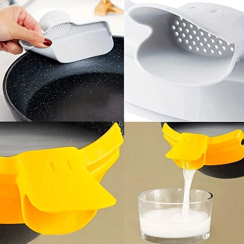 Anti-spill Cute Duckbill Shape Kitchen Soup Pouring Funnel Clip Qme