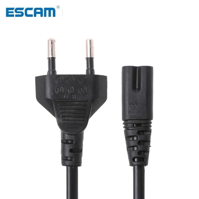10pc 0.6M 2ft-Prong Pin AC EU Power Cable High Quality Wire Conductor Power Cord For Desktop Laptop Qme