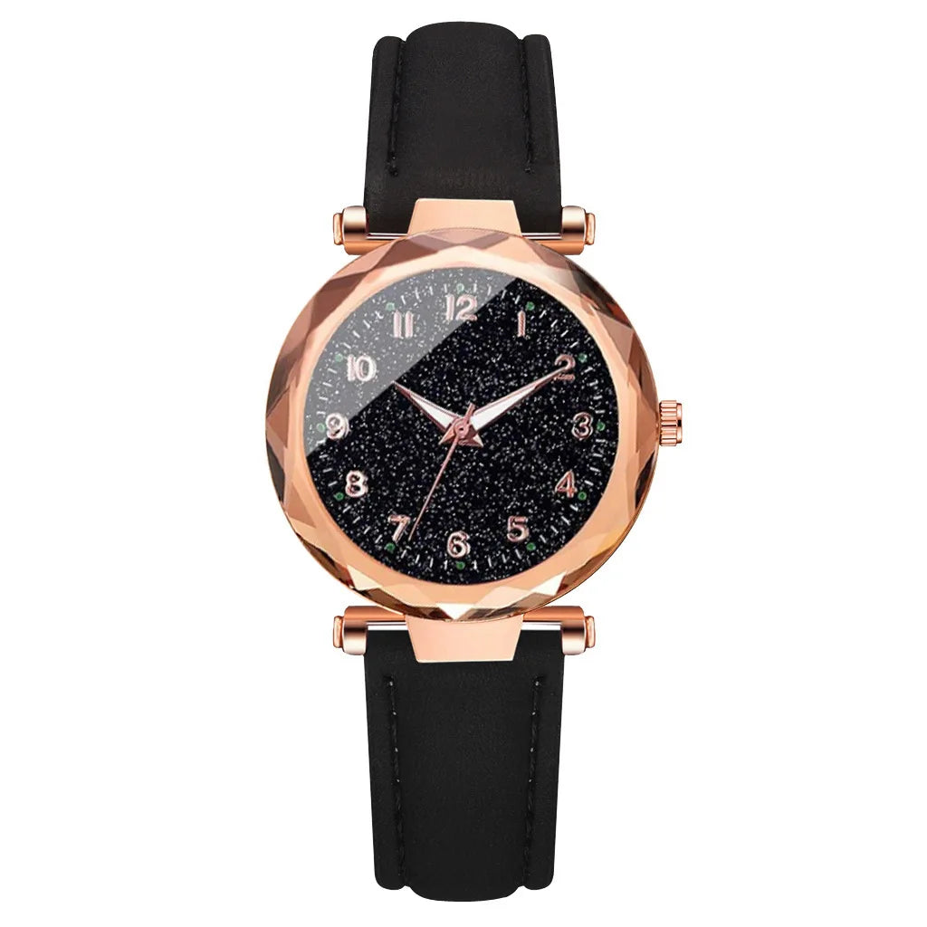 2PCS/Set Light luxury Korean version fashion trend women's casual simple belt jewelry watch bracelet set watch Qme