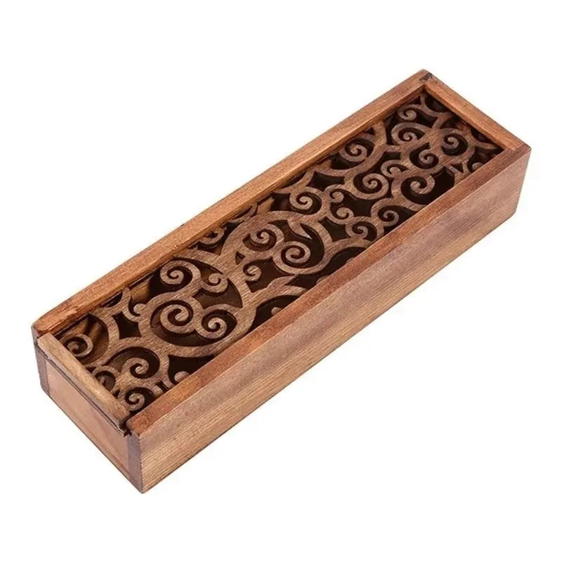 Retro Hollow Wooden Pencil Box Portable Storage Box Student Cute Multifunctional Stationery Desk Accessories School Supplies Qme