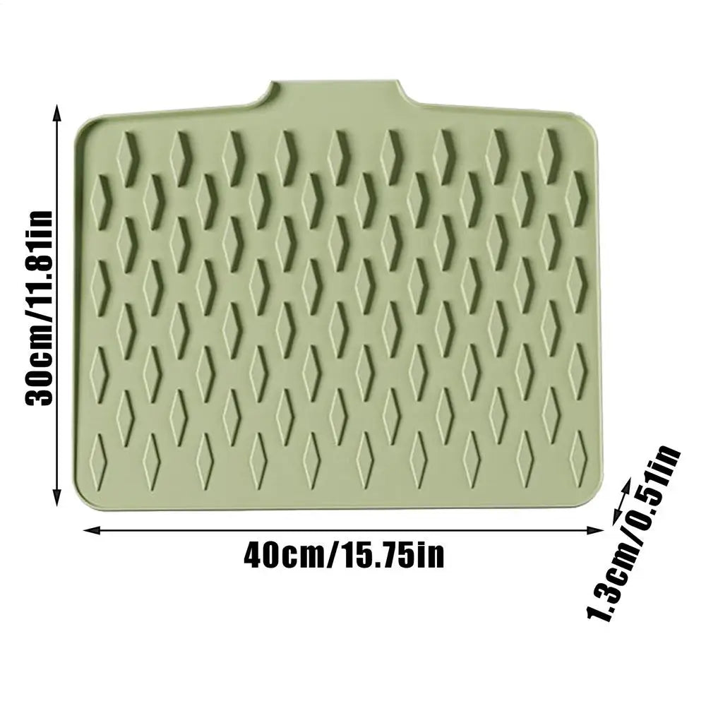 Dish Drying Mat Non-Slip Counter Drainer Liner Silicone Mats For Kitchen For Bathroom Faucet Sink Coffee Station Restroom Shower Qme China Mainland Green