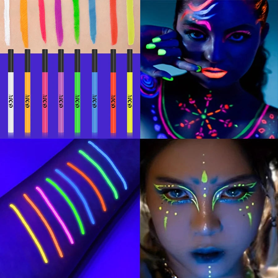 8 Colors Face Body Painting UV Light Neon Paint Art Makeup Blue Green Qme