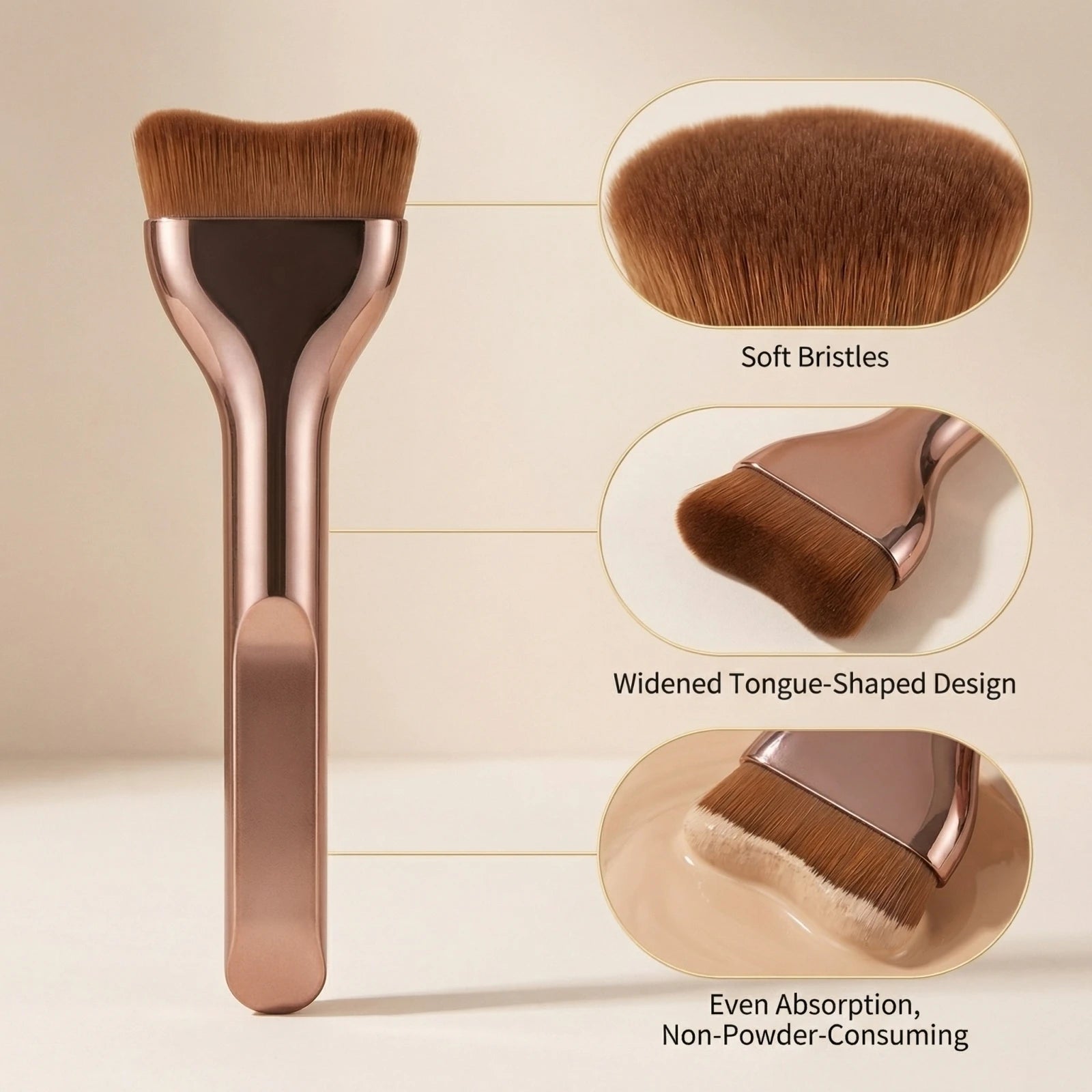 Single Ultra-thin Wide-edge Powder Foundation Brush Non-fading Powder Makeup Brush Flat Head and Soft Bristles Beauty Tool Qme