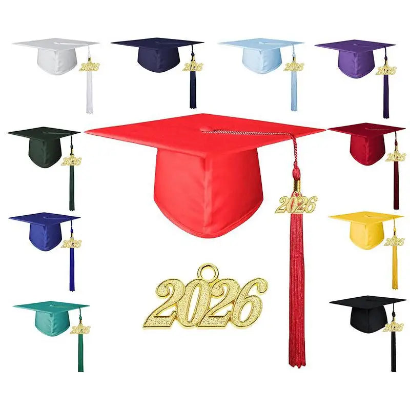 2026 Graduation Cap Headwear With Tassel For High School & Bachelor Degree Cap Unisex Graduation Dress Ceremony Hat Master Qme