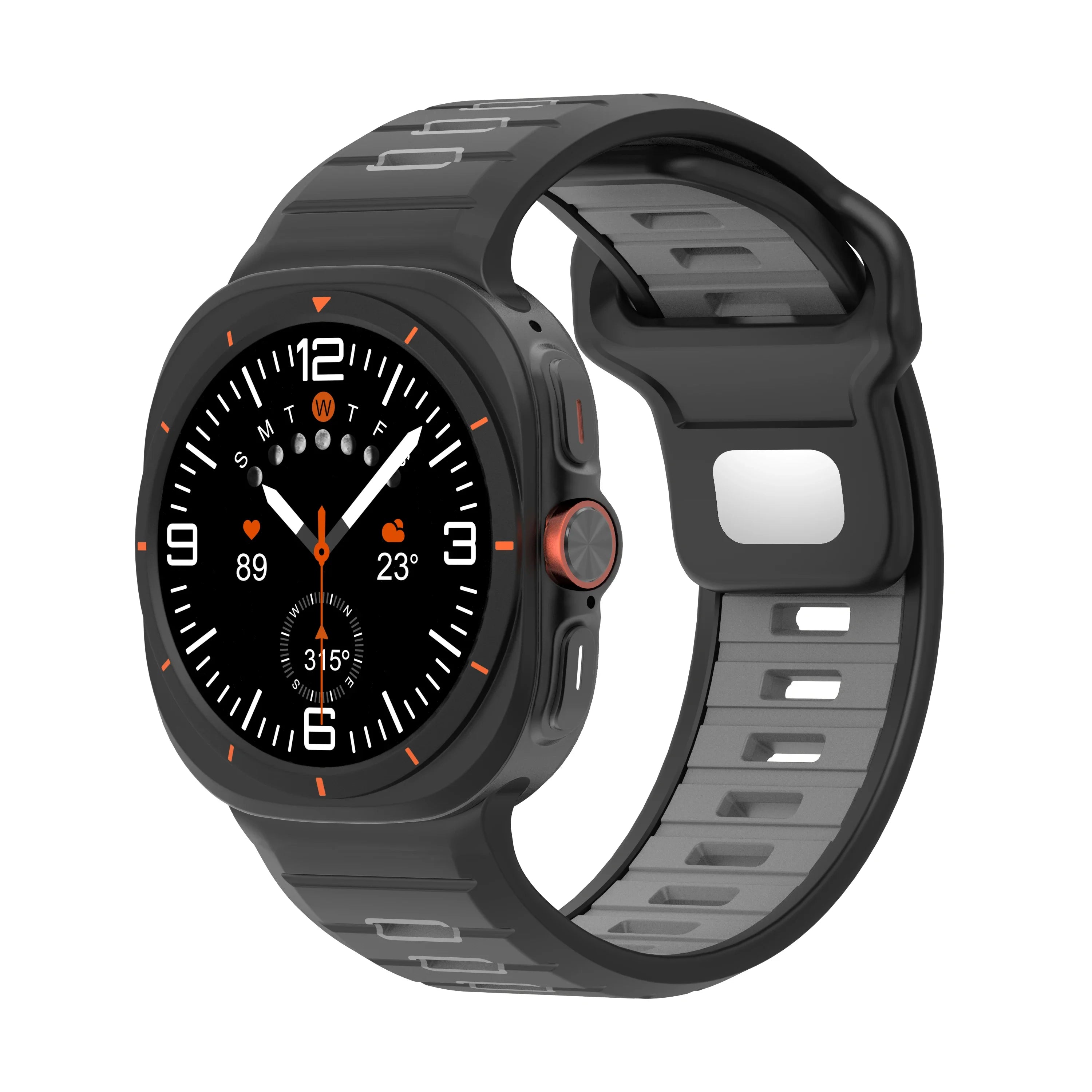 Sports Silicone Strap For Samsung Galaxy Watch Ultra 47mm Soft Loop Two Color Band For Samsung Galaxy 7 Ultra No Gaps Watchband Qme Black Grey Galaxy Ultra 47mm